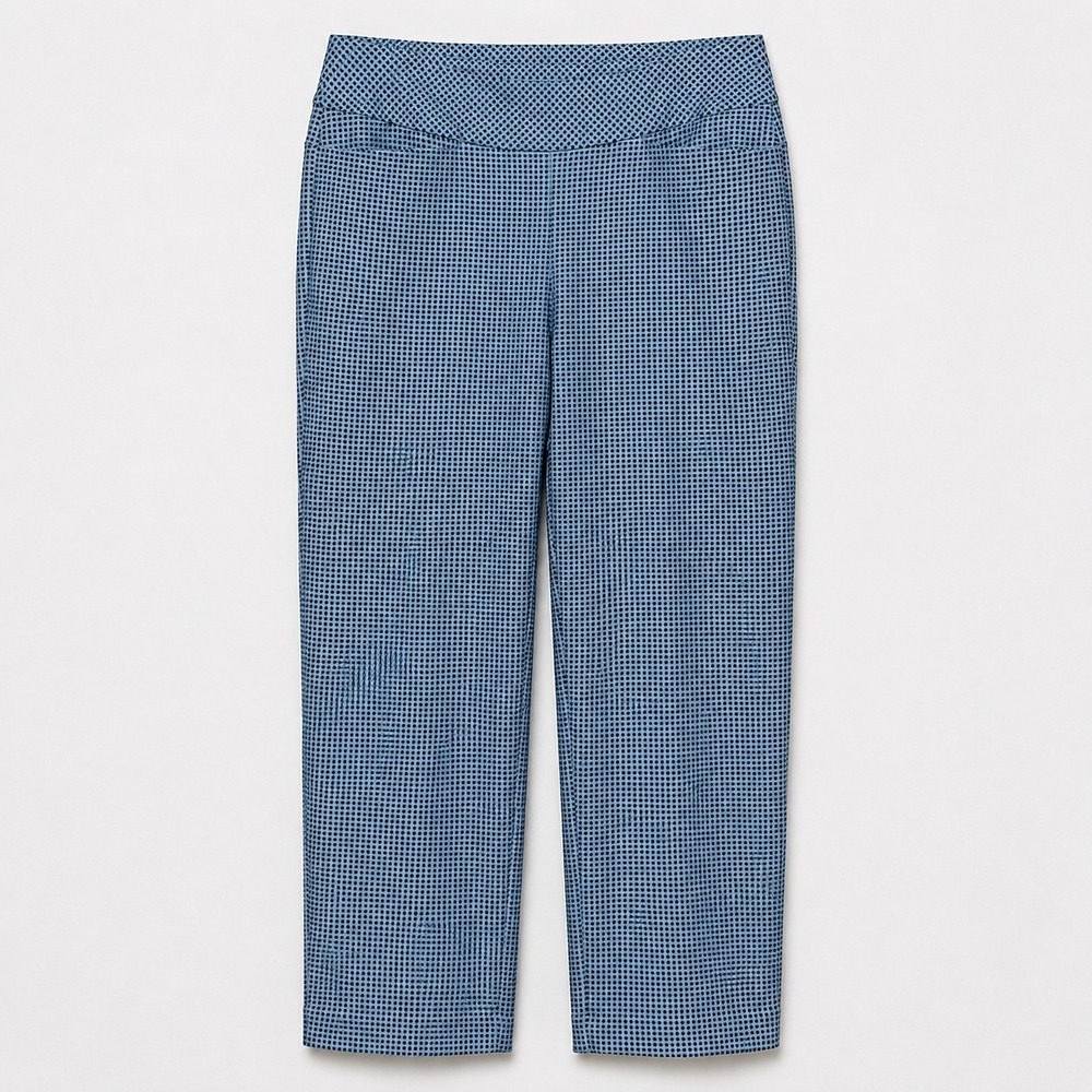 Acegolfs Eagle 28 Inch Performance Stretch Ankle Pants Gingham Blue Size Medium